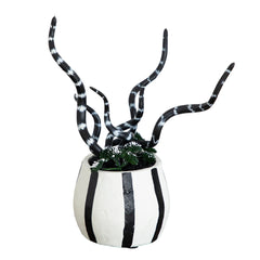10” Artificial Halloween Midnight Stripe Snake Plant in Decorative Planter