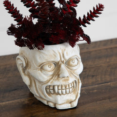 10” Artificial Halloween Succulent Plant in Zombie Halloween Planter