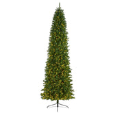 10' Slim Green Mountain Pine Artificial Christmas Tree with 800 Clear LED Lights