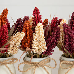 10.5” Autumn Artificial Sorghum Rustic Fall Centerpiece