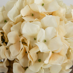 11” Artificial Cream Hydrangea Arrangement in Woven Basket
