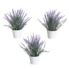 11” Artificial Lavender Plant in White Pot - Set of 3