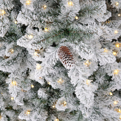 11' Flocked Livingston Fir Artificial Christmas Tree with Pine Cones, 950 Clear Warm LED Lights and 3016 Bendable Branches