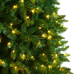 11' Slim Green Mountain Pine Christmas Tree with 950 Clear LED Lights and 2836 Bendable Branches