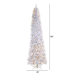 11' Slim White Artificial Christmas Tree with 950 Warm White LED Lights and 2836 Bendable Branches