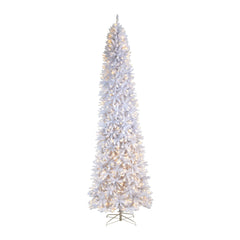 11' Slim White Artificial Christmas Tree with 950 Warm White LED Lights and 2836 Bendable Branches