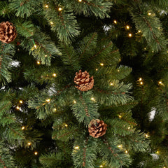 11' White Mountain Pine Artificial Christmas Tree with 1050 Clear LED Lights, Pine Cones and 2395 Bendable Branches