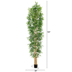 12' Artificial Bamboo Tree with Real Bamboo Trunks