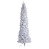 12' Slim White Artificial Christmas Tree with 3235 Bendable Branches