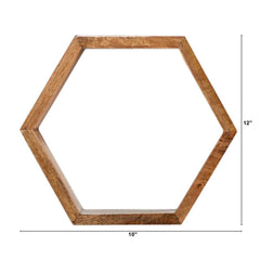 12” Wooden Hexagon Floating Honeycomb Shelve (Set of 5)