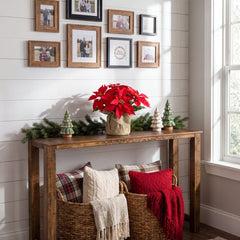 13" Artificial Poinsettia Arrangement in Burlap Planter - Set of 2