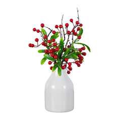 13” Artificial Red Holly Berries Arrangement in Ceramic Vase