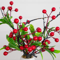 13” Artificial Red Holly Berries Arrangement in Ceramic Vase