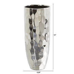 13” Designer Silver Cylinder Vase