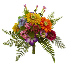13” Artificial Mixed Flowers Bush (Set of 2)