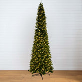 14' Artificial Slim Green Mountain Pine Christmas Tree with 1600 Warm White LED Lights