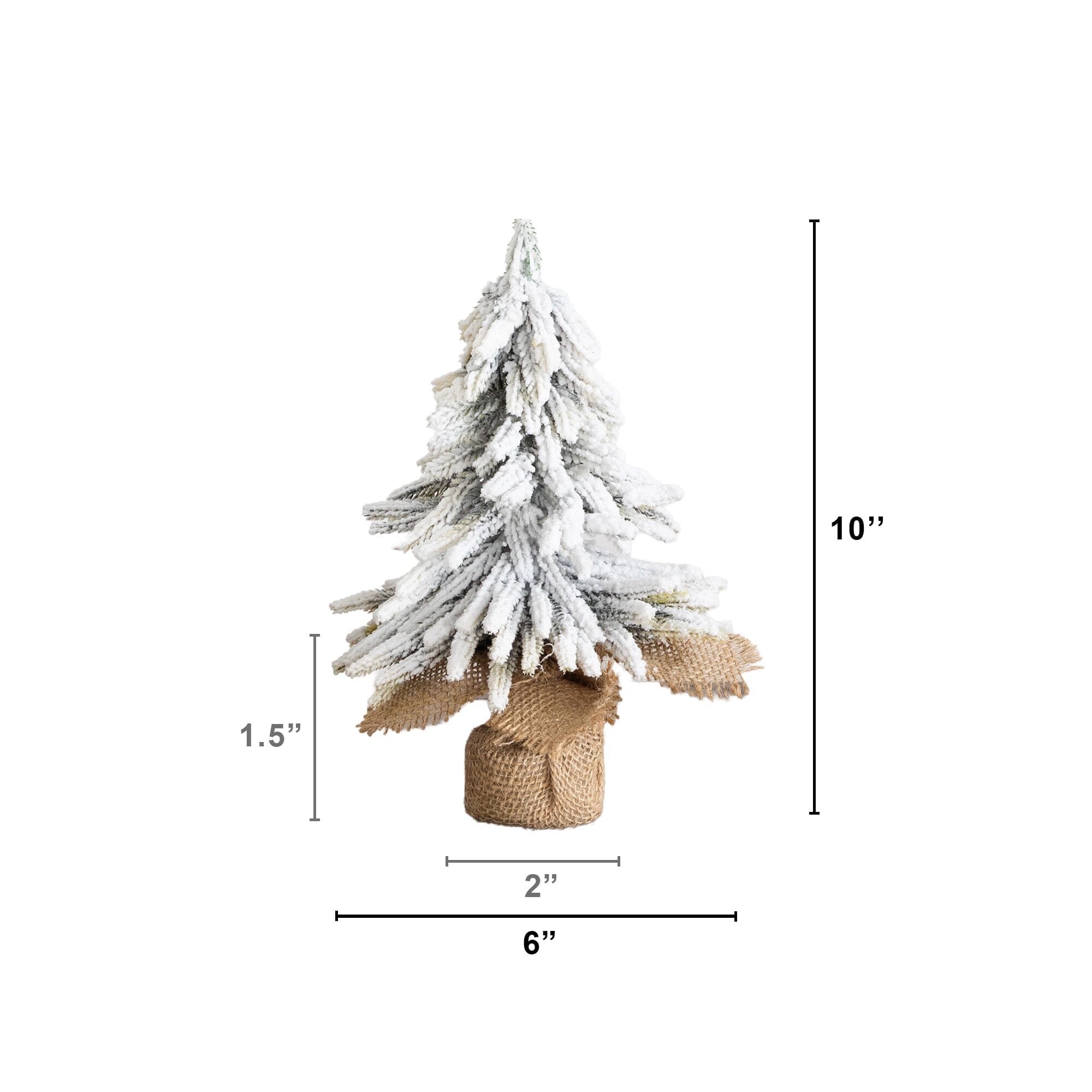 10" and 13” Artificial Mini Flocked Christmas Tree with Burlap Base - Set of 2