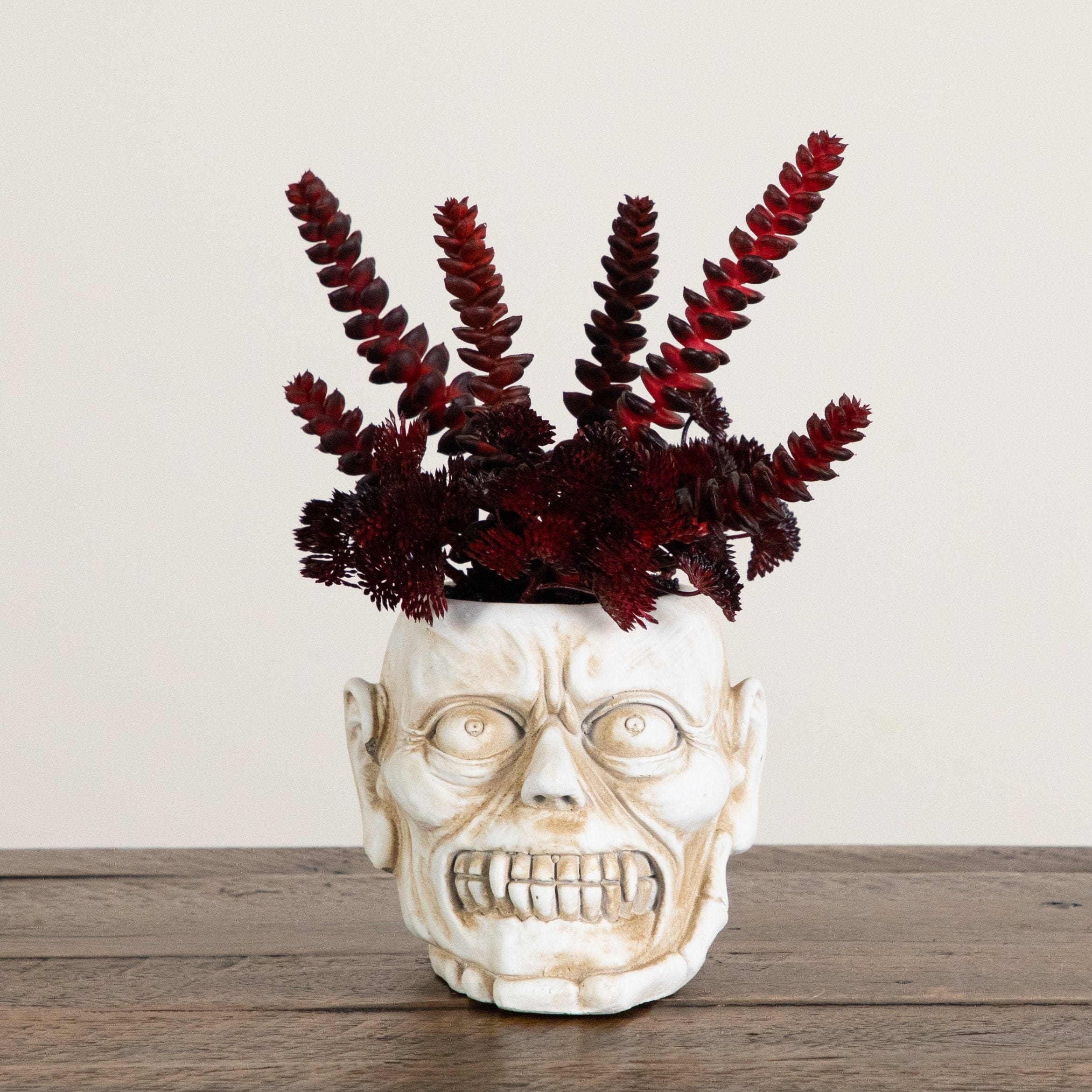 10” Artificial Halloween Succulent Plant in Zombie Halloween Planter