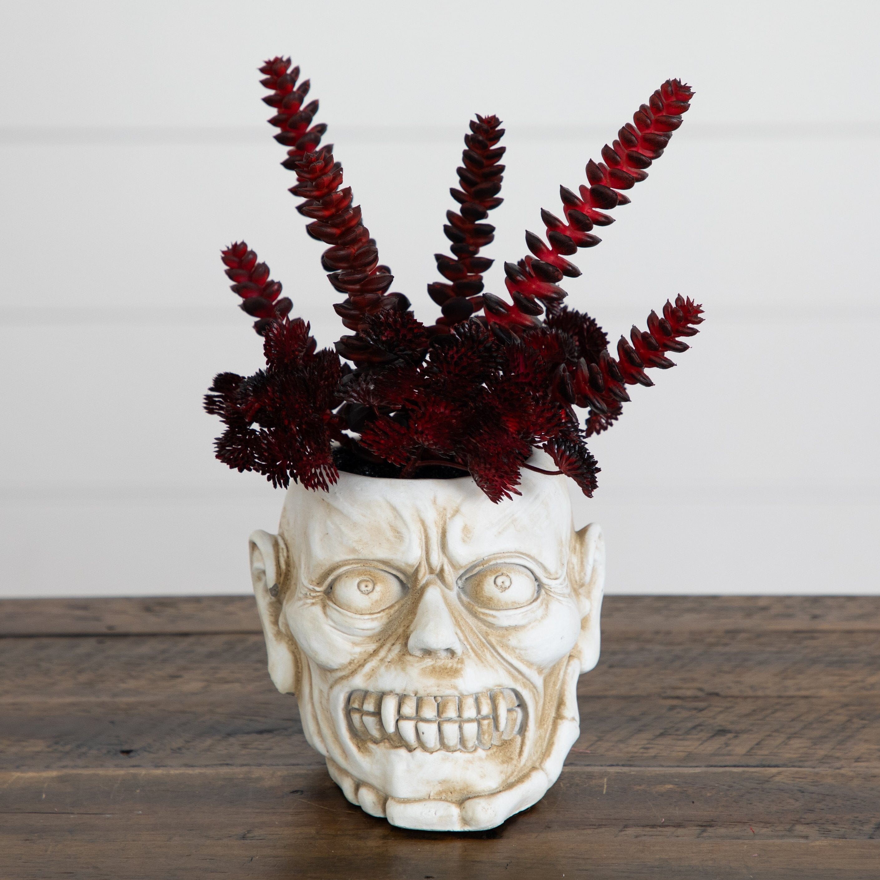 10” Artificial Halloween Succulent Plant in Zombie Halloween Planter