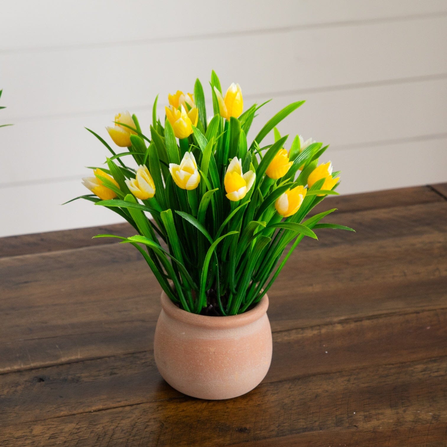 10” Artificial Tulip Plant in Ceramic Planter -Set of 3