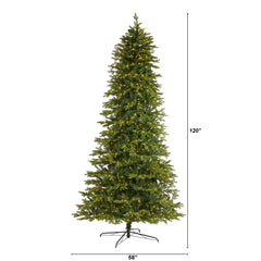 10' Belgium Fir “Natural Look” Artificial Christmas Tree with 1050 Clear LED Lights