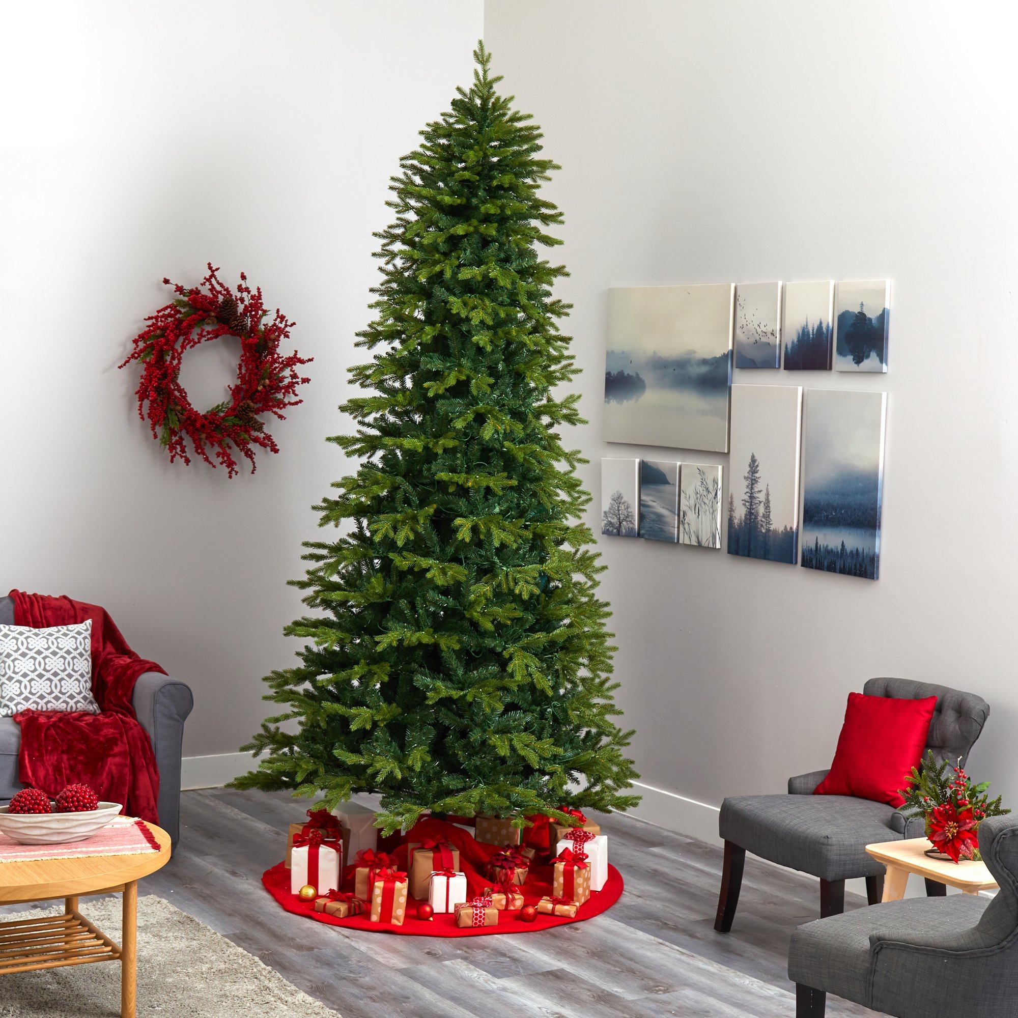 10' Belgium Fir “Natural Look” Artificial Christmas Tree with 1050 Clear LED Lights