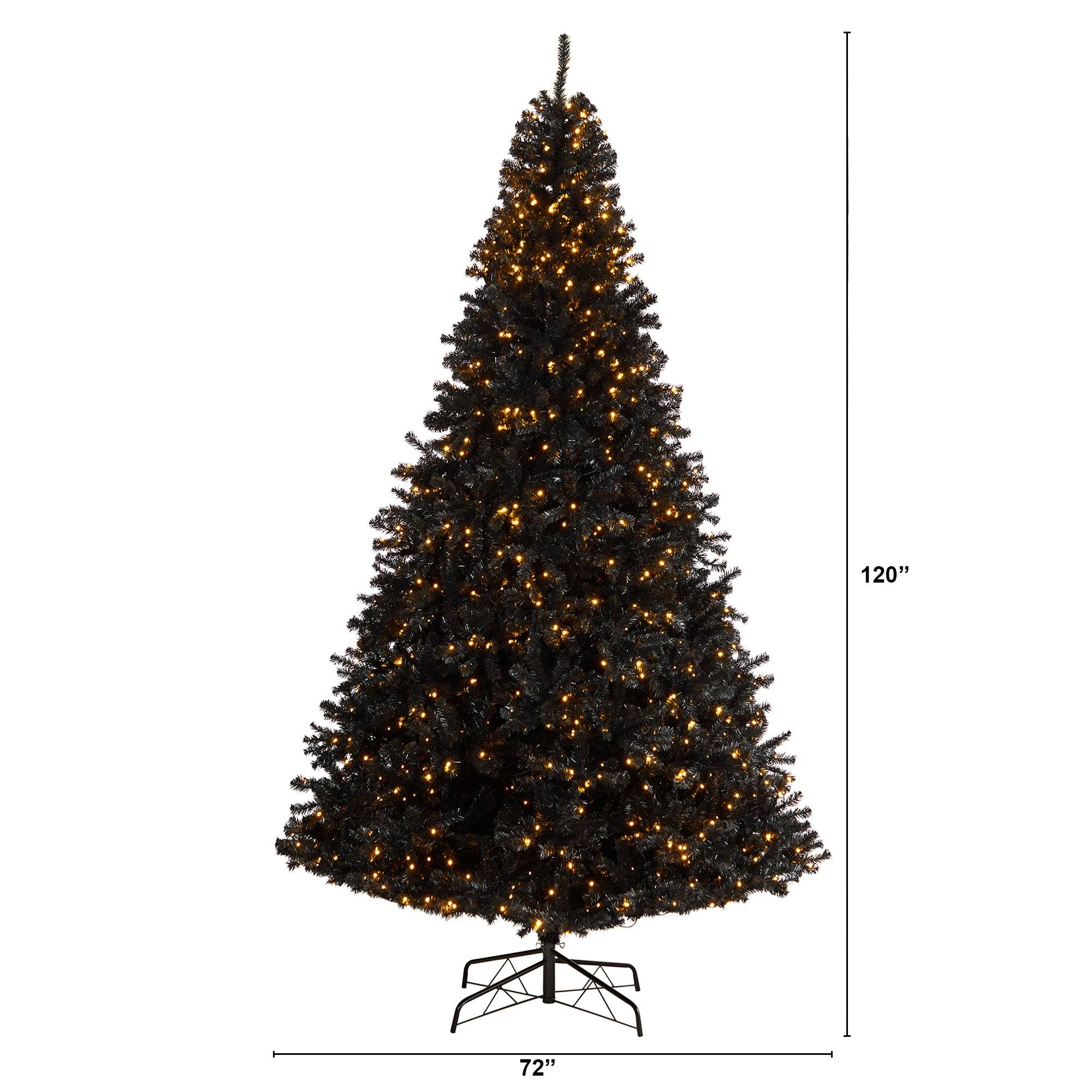 10' Black Artificial Christmas Tree with 950 Clear LED Lights and 3056 Tips