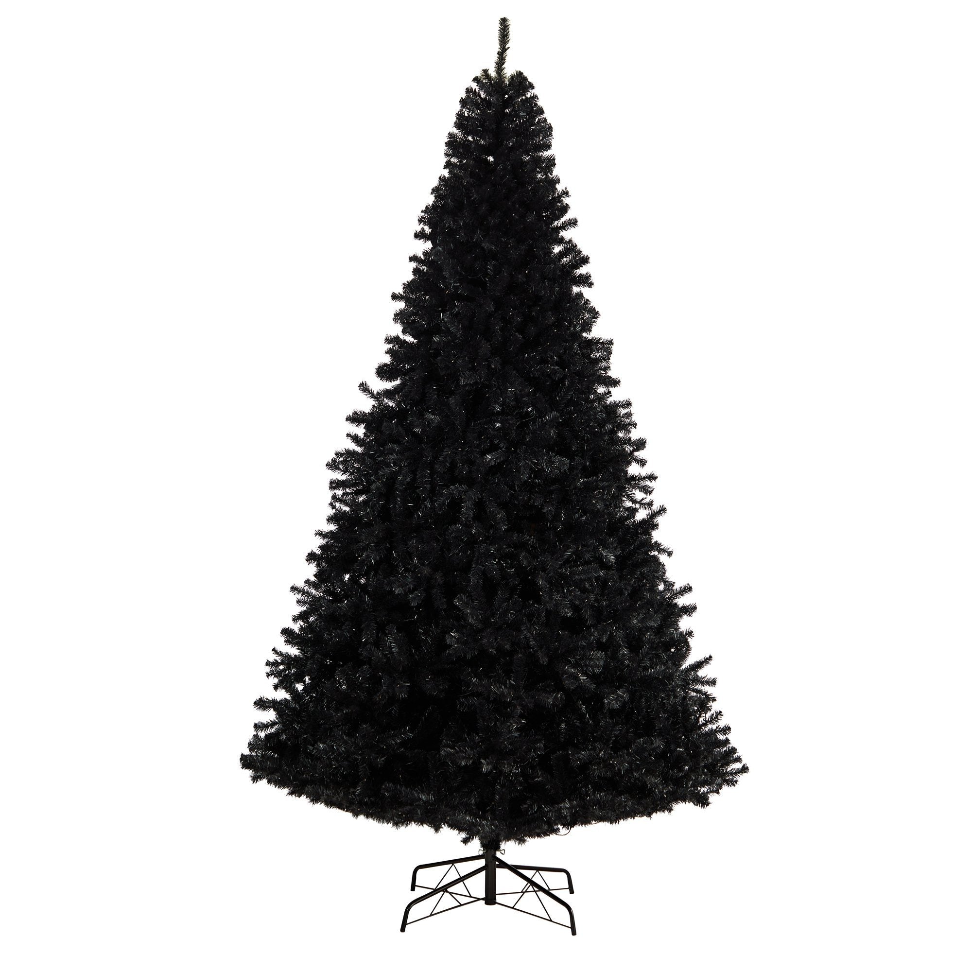 10' Black Artificial Christmas Tree with 950 Clear LED Lights and 3056 Tips