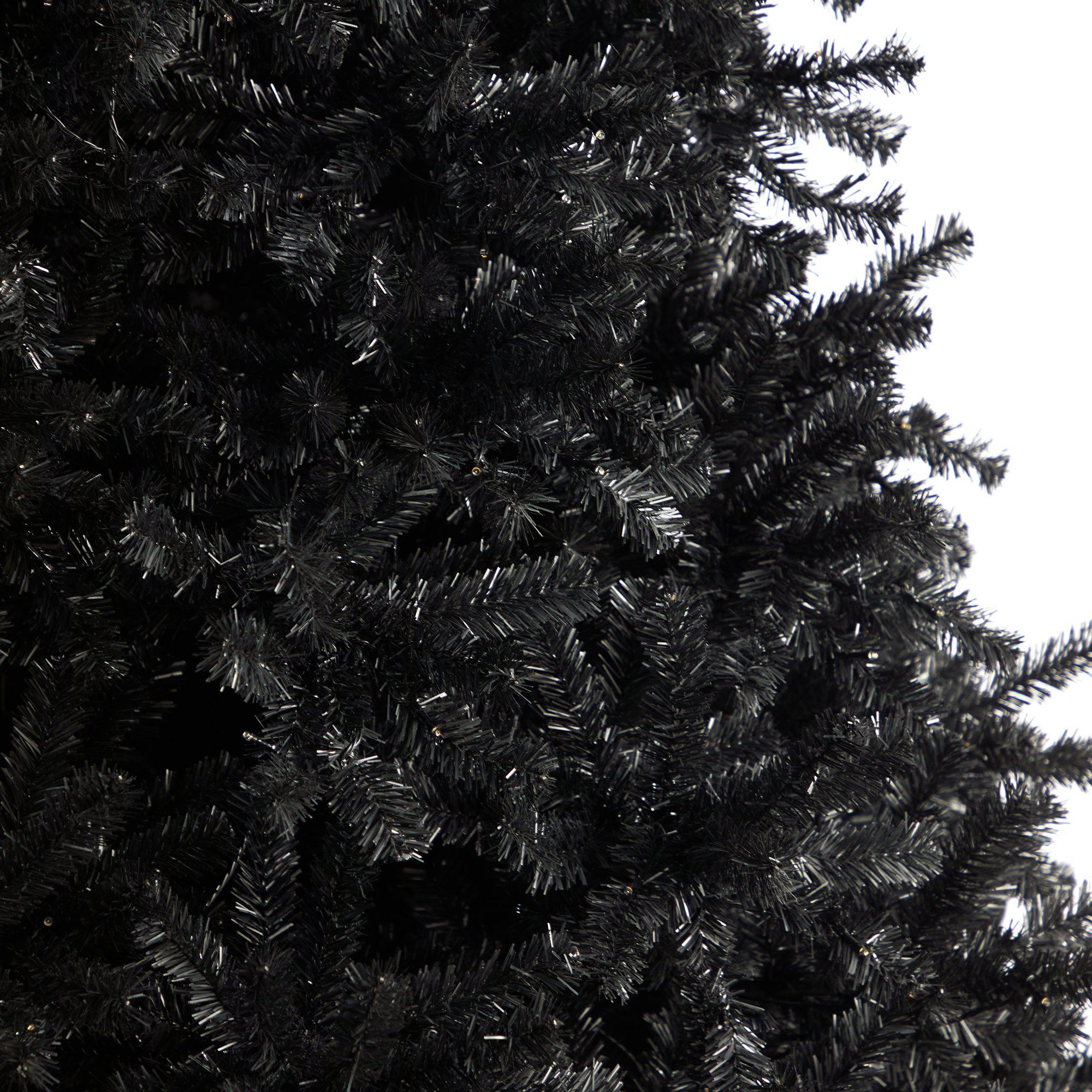 10' Black Artificial Christmas Tree with 950 Clear LED Lights and 3056 Tips