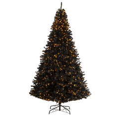 10' Black Artificial Christmas Tree with 950 Clear LED Lights and 3056 Tips