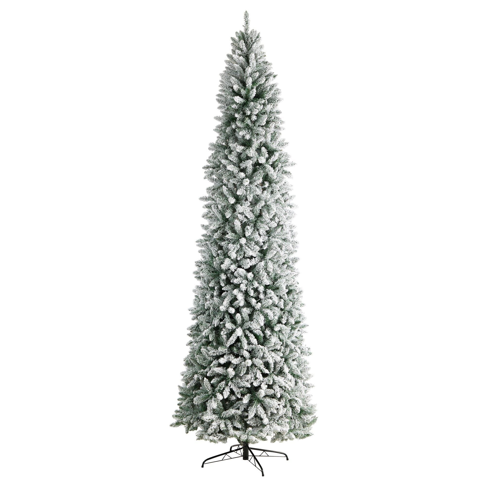 10' Slim Flocked Montreal Fir Artificial Christmas Tree