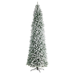 10' Slim Flocked Montreal Fir Artificial Christmas Tree