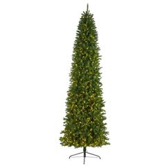 10' Slim Green Mountain Pine Artificial Christmas Tree with 800 Clear LED Lights
