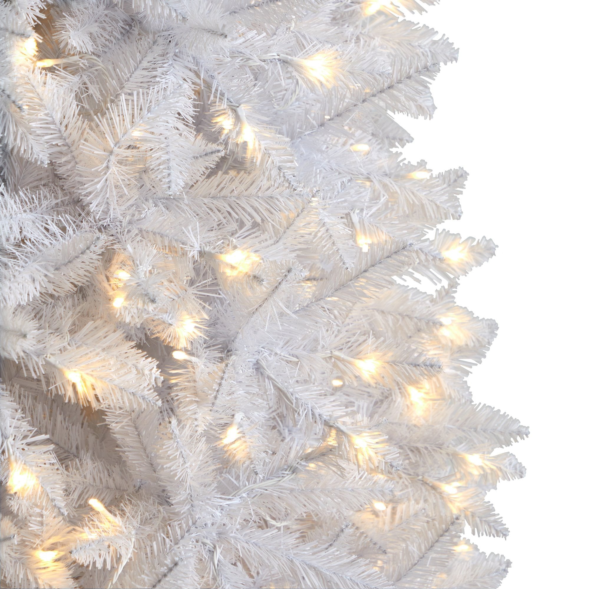 10' Slim White Artificial Christmas Tree with 800 Warm White LED Lights and 2420 Bendable Branches