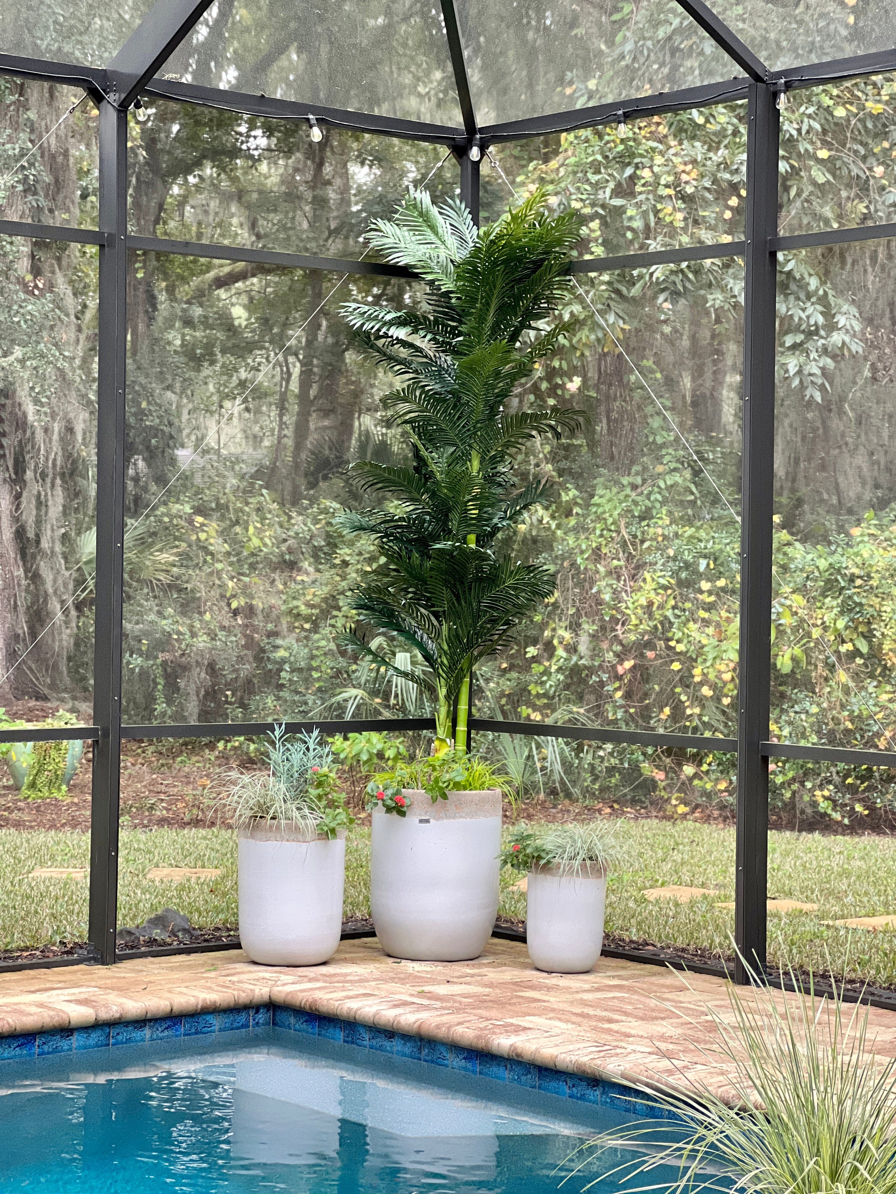 10' Triple Stalk Golden Cane Artificial Palm Tree