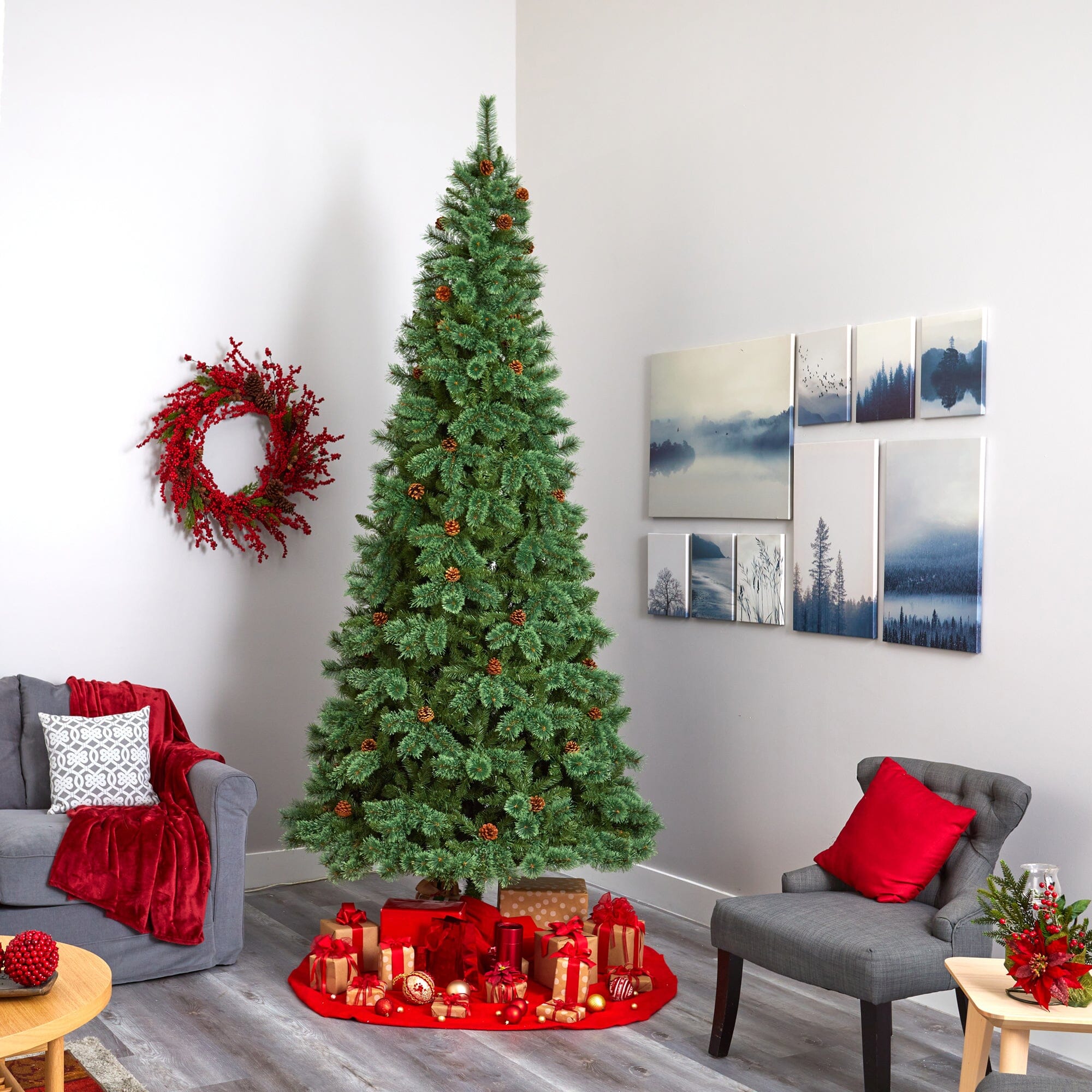 10' White Mountain Pine Artificial Christmas Tree with 1875 Bendable Branches