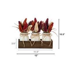10.5” Autumn Artificial Sorghum Rustic Fall Centerpiece
