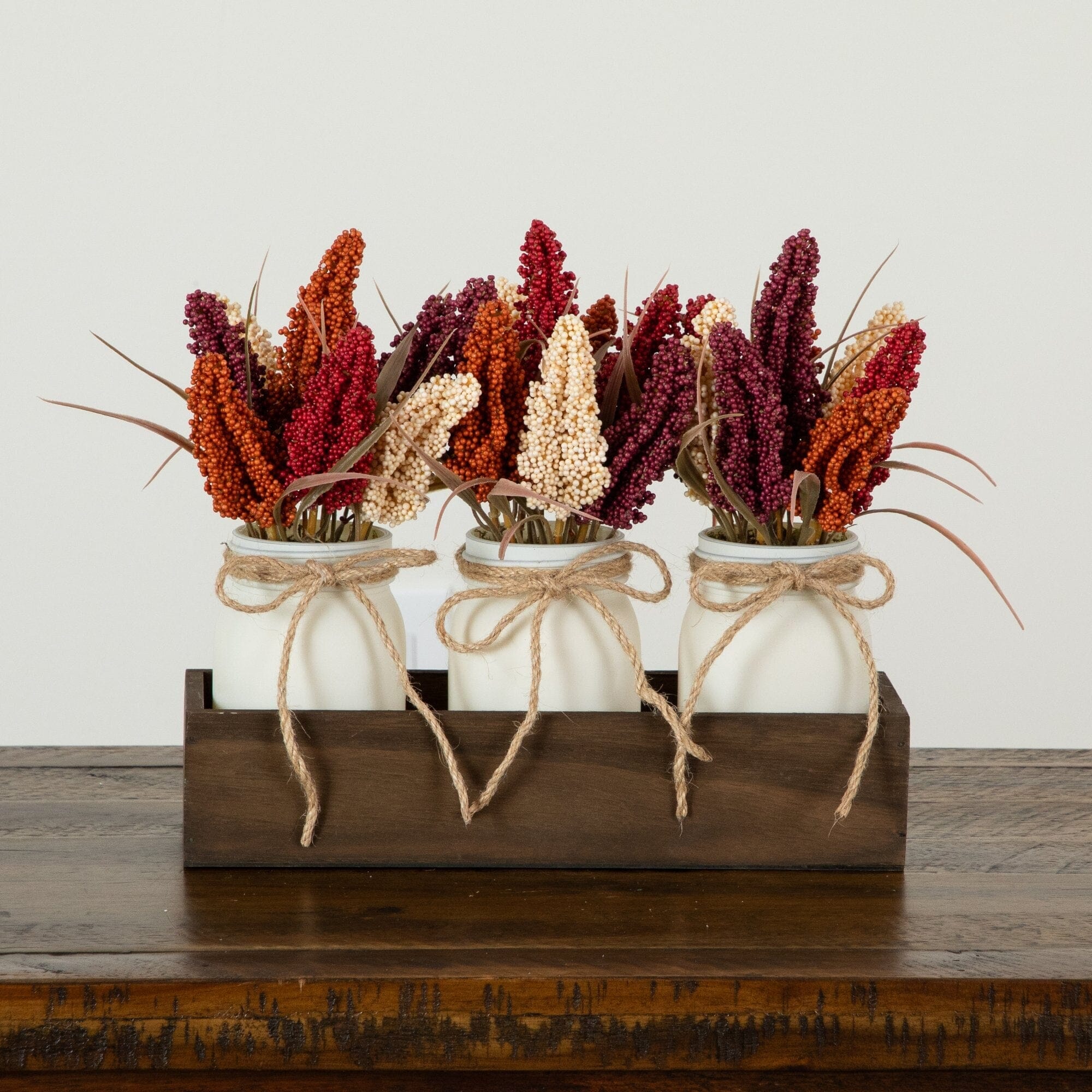 10.5” Autumn Artificial Sorghum Rustic Fall Centerpiece