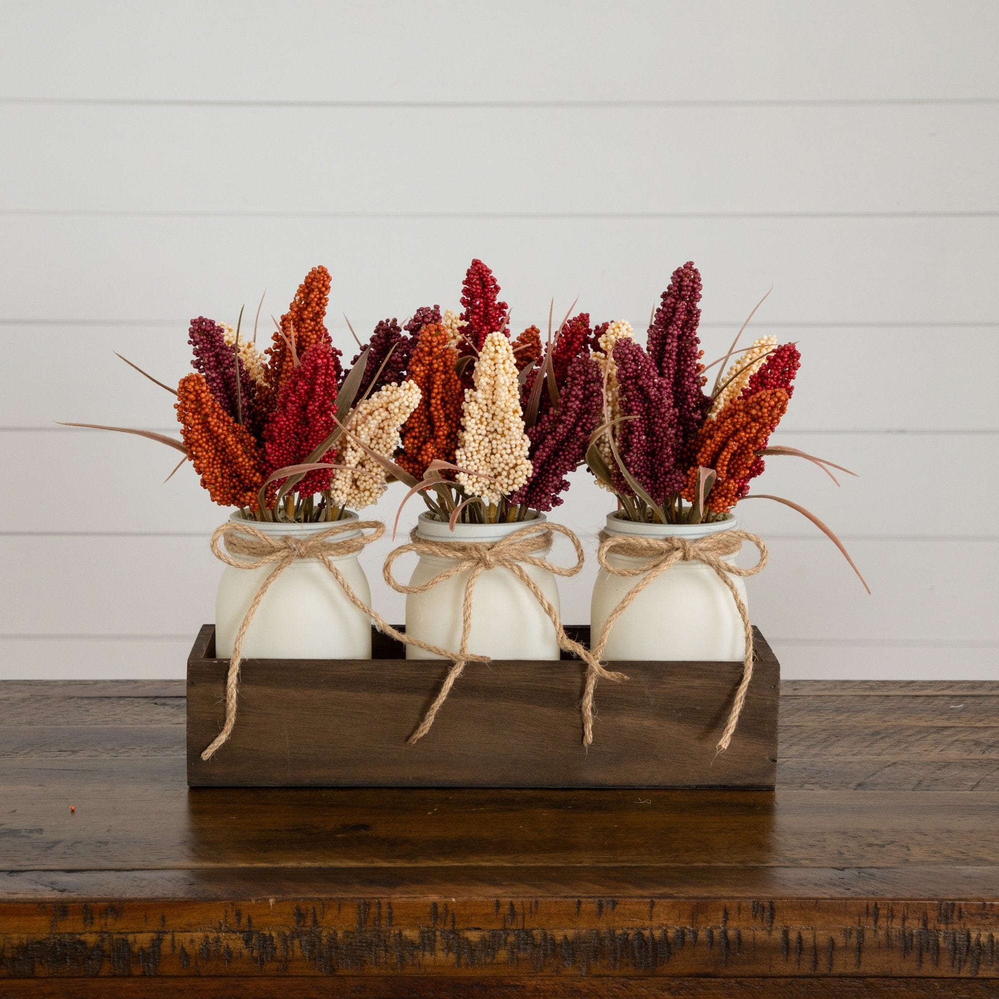10.5” Autumn Artificial Sorghum Rustic Fall Centerpiece
