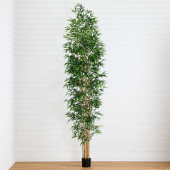 11' Artificial Bamboo Tree with Real Bamboo Trunks