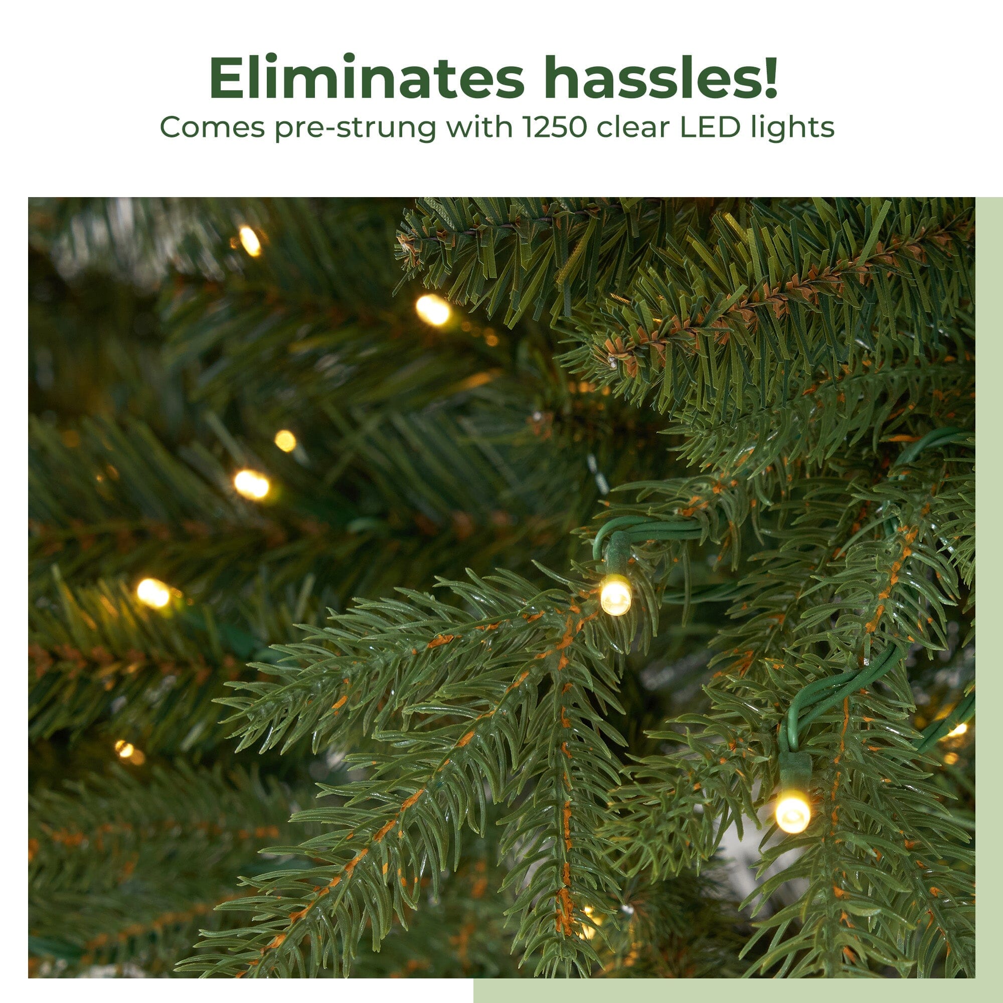 11' Belgium Fir “Natural Look” Artificial Christmas Tree with 1250 Clear LED Lights and 4222 Bendable Branches