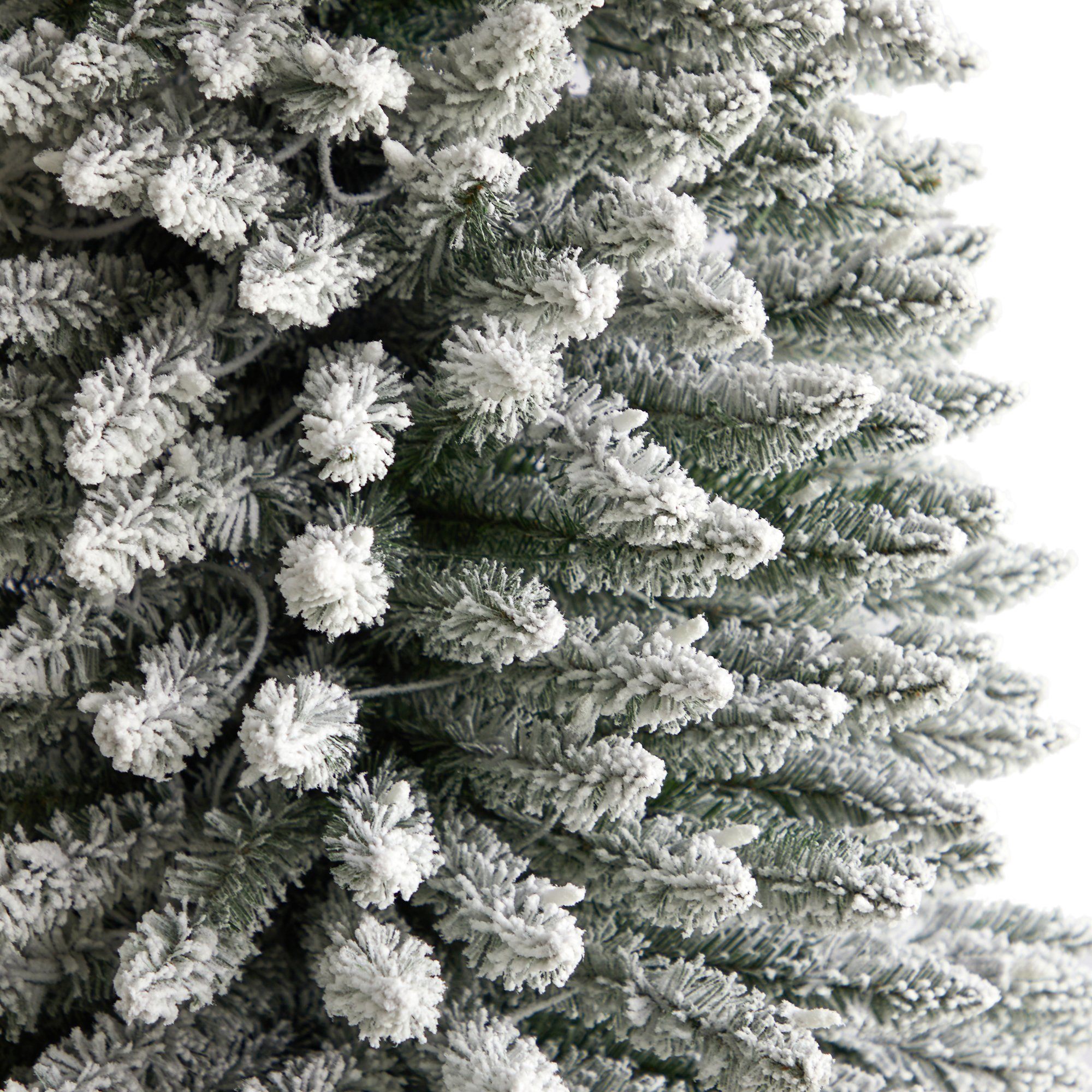 11' Flocked Pencil Artificial Christmas Tree with 850 Clear Lights and 1435 Bendable Branches