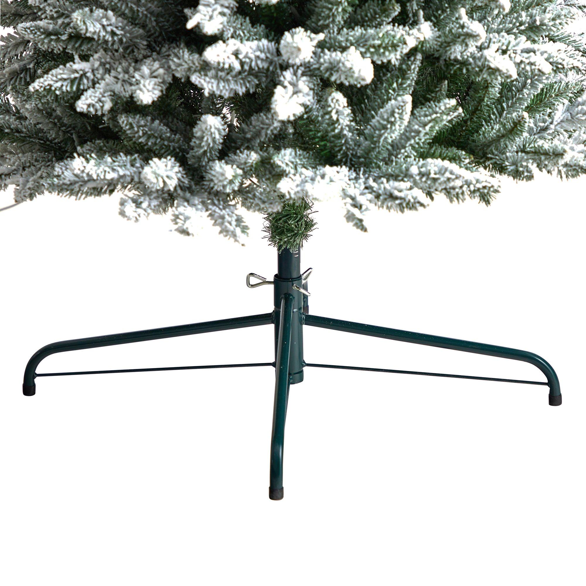 11' Flocked Pencil Artificial Christmas Tree with 850 Clear Lights and 1435 Bendable Branches