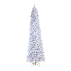 11' Slim White Artificial Christmas Tree with 950 Warm White LED Lights and 2836 Bendable Branches