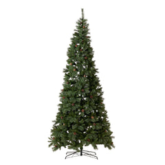 11' White Mountain Pine Artificial Christmas Tree with 1050 Clear LED Lights, Pine Cones and 2395 Bendable Branches