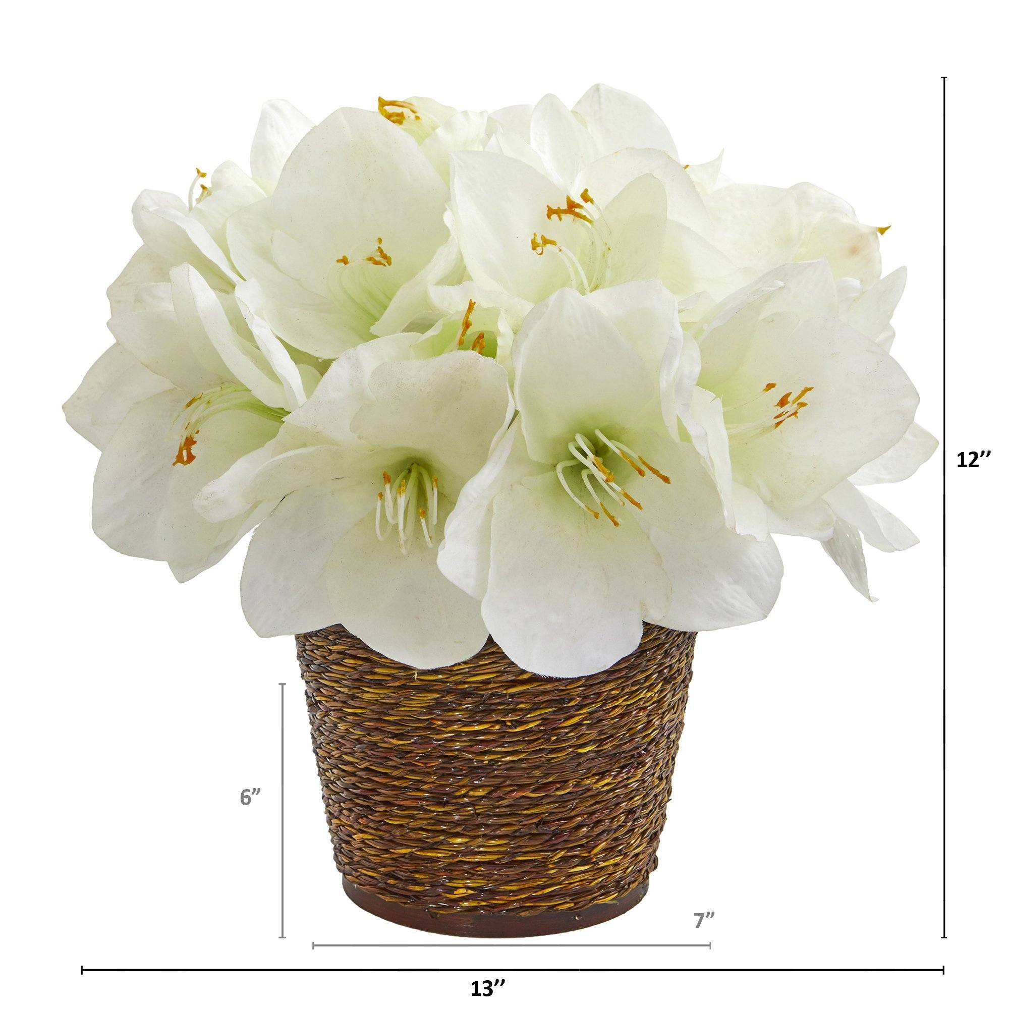12” Amaryllis Artificial Arrangement in Basket