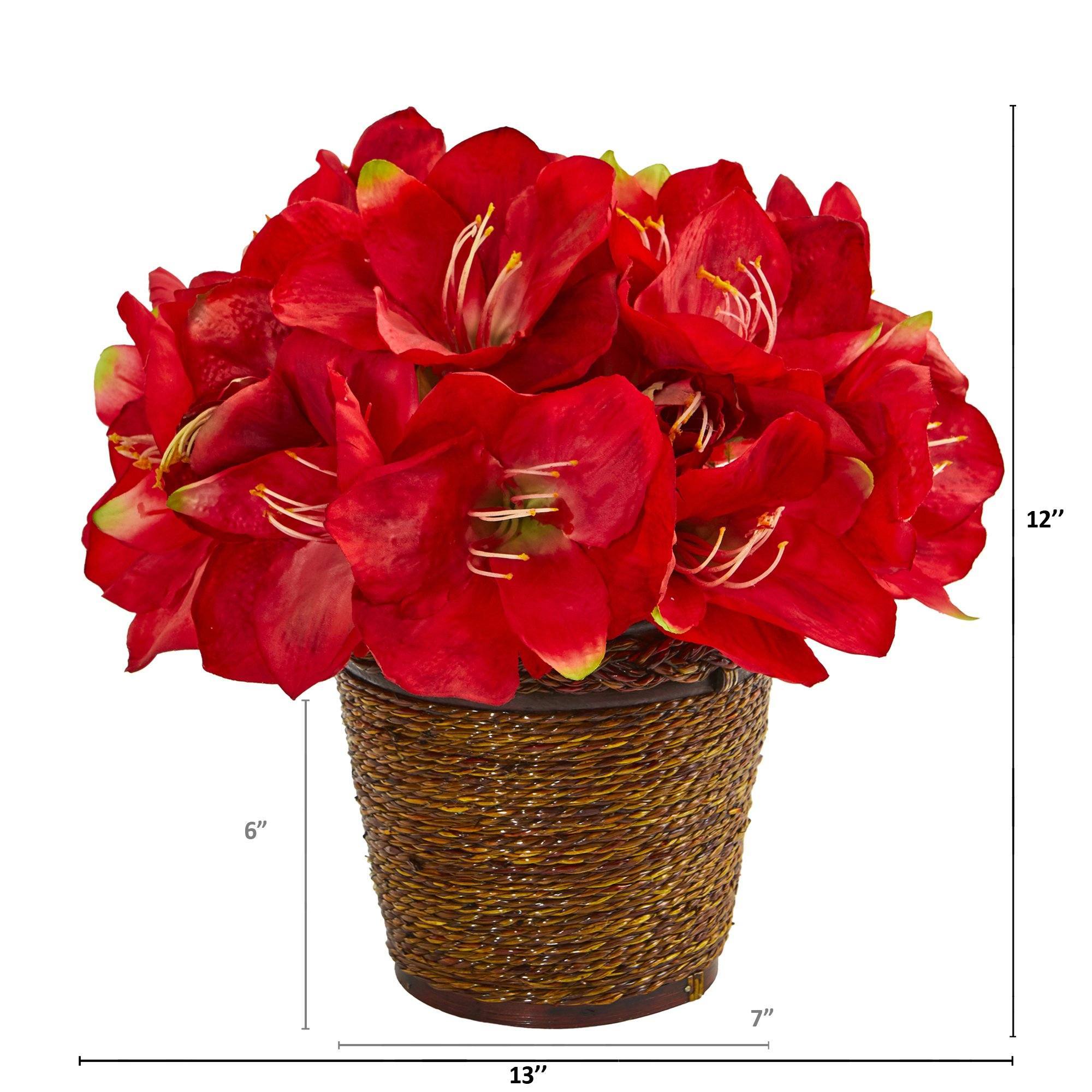 12” Amaryllis Artificial Arrangement in Basket