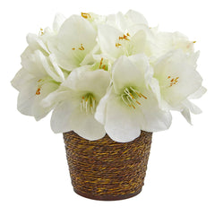 12” Amaryllis Artificial Arrangement in Basket