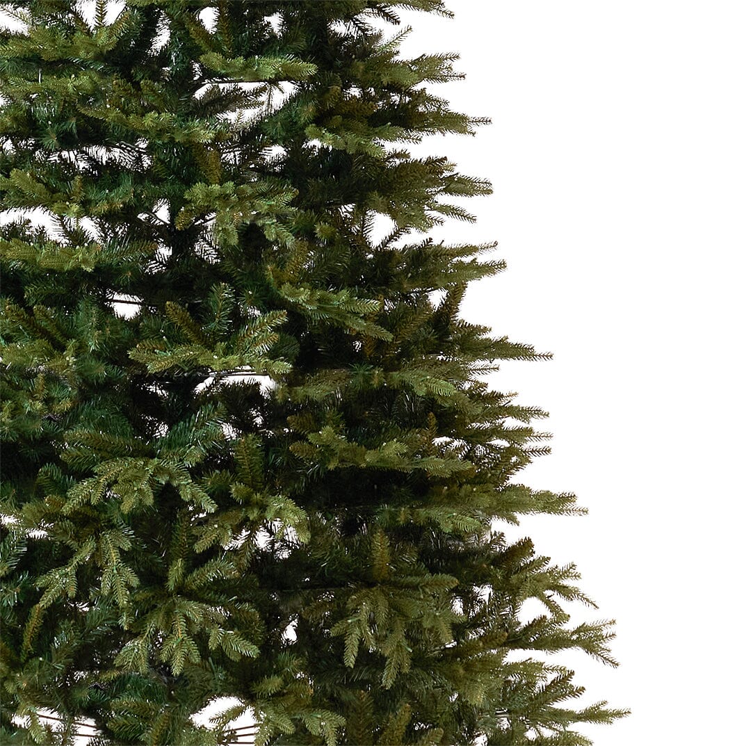 12' Belgium Fir “Natural Look” Artificial Christmas Tree with 1500 Clear LED Lights and 4962 Bendable Branches