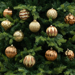 12-pc Gold and Bronze Ball Shatterproof Christmas Ornaments
